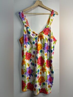 Just My Size Vintage Y2K Satin Floral Nightgown 1X